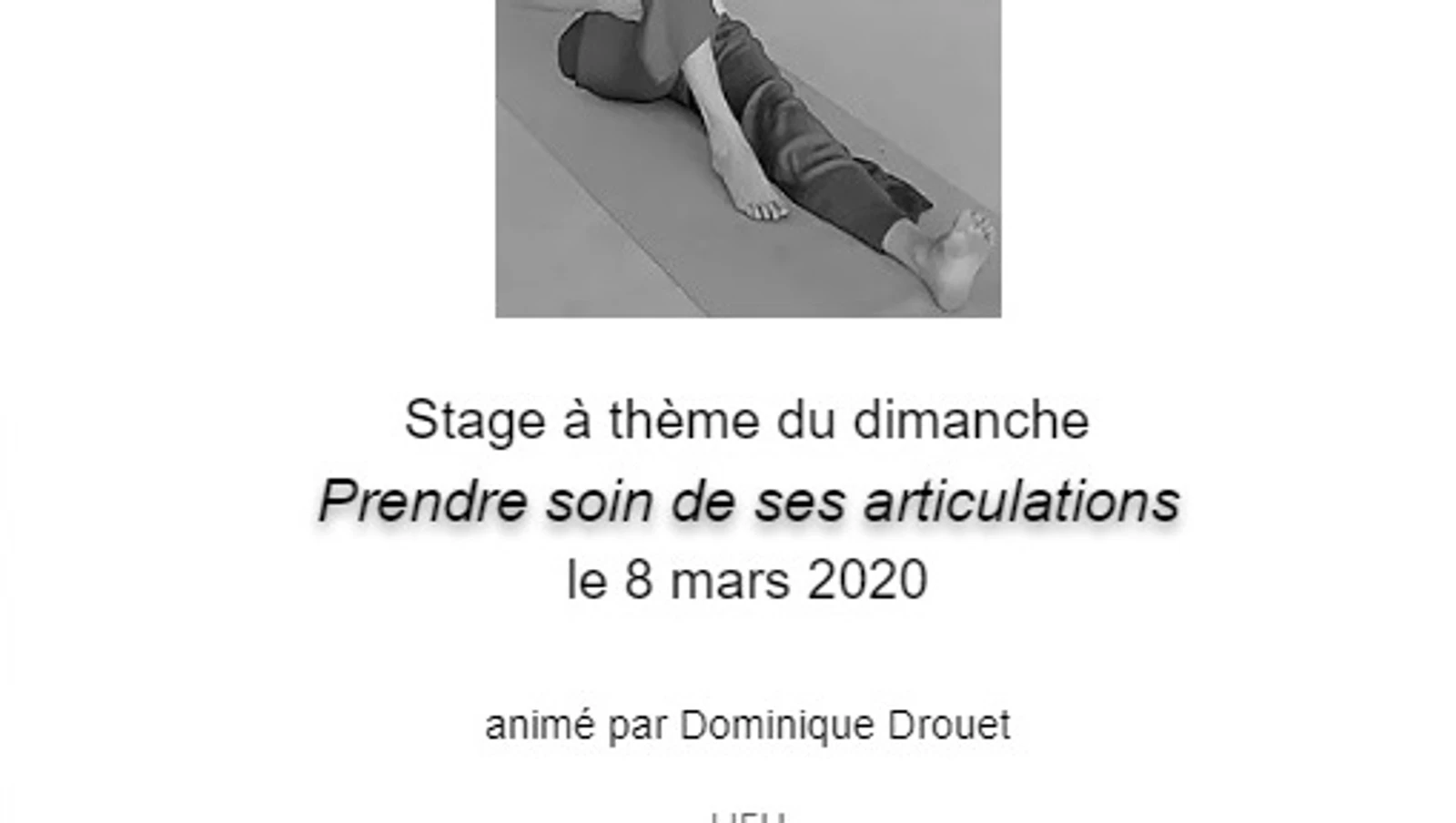 Stage à thème du dimanche "Prendre soin de ses articulations"